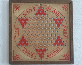 Vintage Chinker - Chek Board - Original Chinese Checkers Board - Game Board - Vintage Game Board