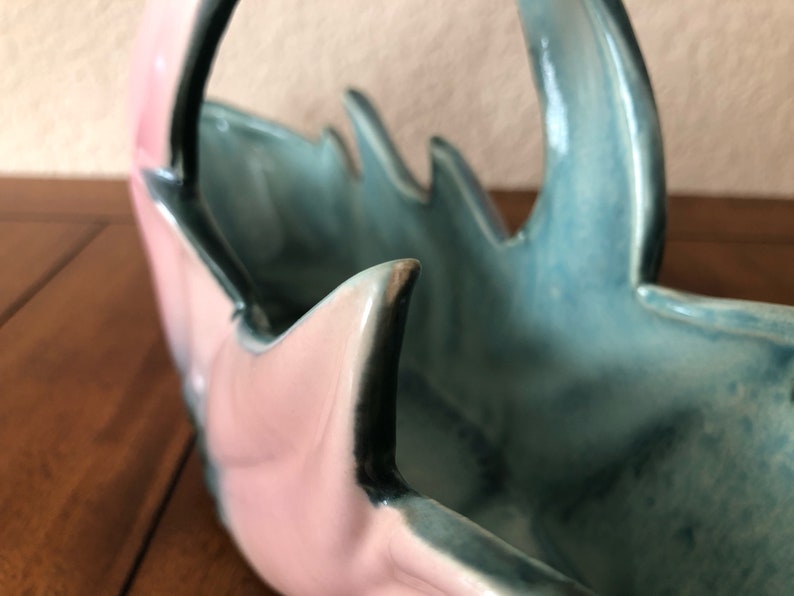 Console Centerpiece Bowl Pink Aqua Vintage Ceramic Bowl