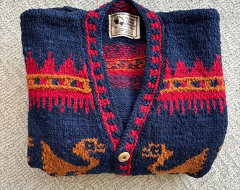 Wool Hand Knit Womens Cardigan Sweater Made in Bolivia -Planet Earth Imports Vail -