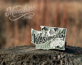 Washington Enamel Lapel Pin, State Shape Pin, Washington Gift for Travelers & Collectors