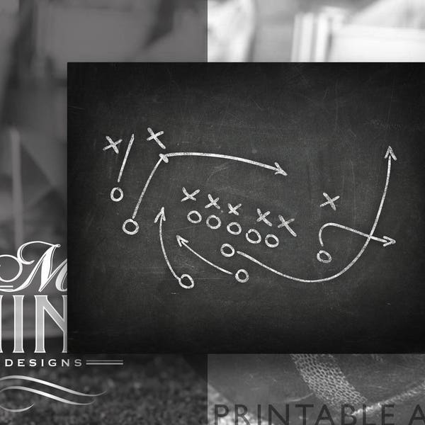 Chalk Football Playbook Printable | Chalk Football Downloads | Chalkboard Football Prints | Football Party | Chalk Sports Art FBC2