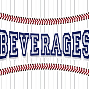 Baseball Party Sign Printables BEVERAGES Sign Digital Downloads Sports Printables Baseball Theme Party Printable Art BB14 image 2