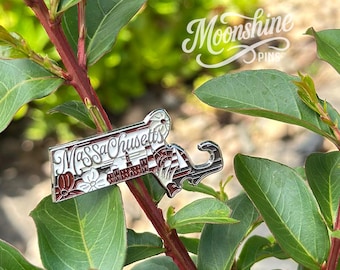 Massachusetts Enamel Lapel Pin, State Shape Pin, Massachusetts Gift for Travelers & Collectors