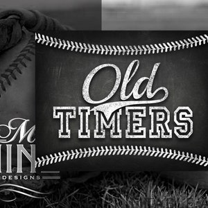 Chalkboard Baseball Party Sign Printables | Baseball OLD TIMERS Sign Downloads | Chalk Sports Printables | Baseball Printable Art CBB3