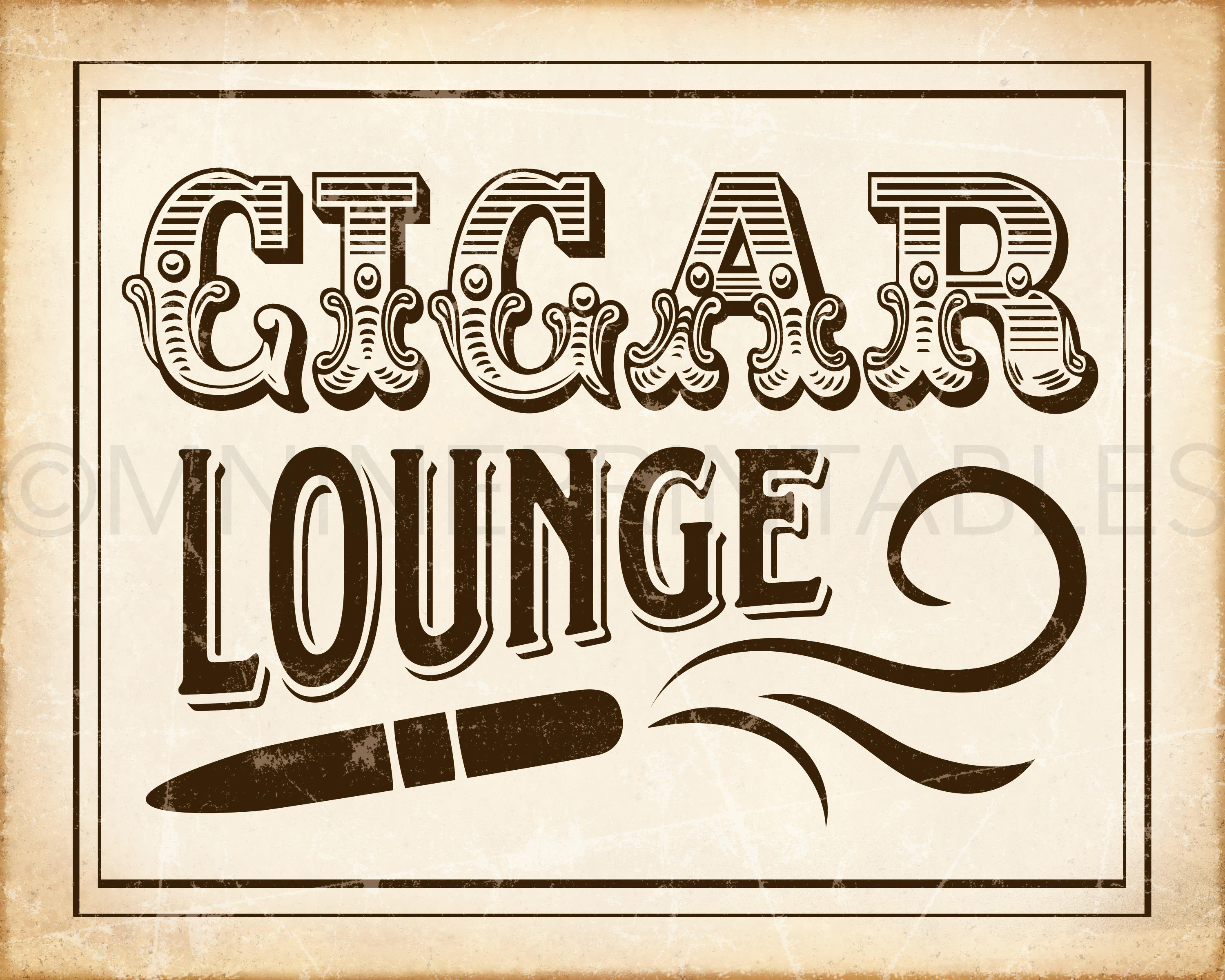 CIGAR LOUNGE Sign Printables Cigar Party Downloads Digital Etsy
