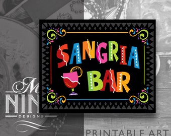 Fiesta Party Sign Printables | SANGRIA BAR Sign Downloads | Digital Download | Cinco de Mayo Party Signs | Fiesta Party FCB23