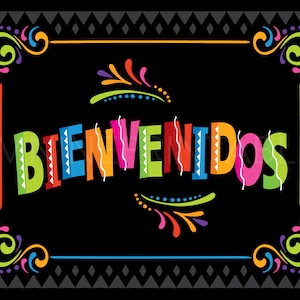 Fiesta Party Sign Printables BIENVENIDOS Sign Downloads Cinco de Mayo Party Signs Fiesta Party Signs FCB29 image 2