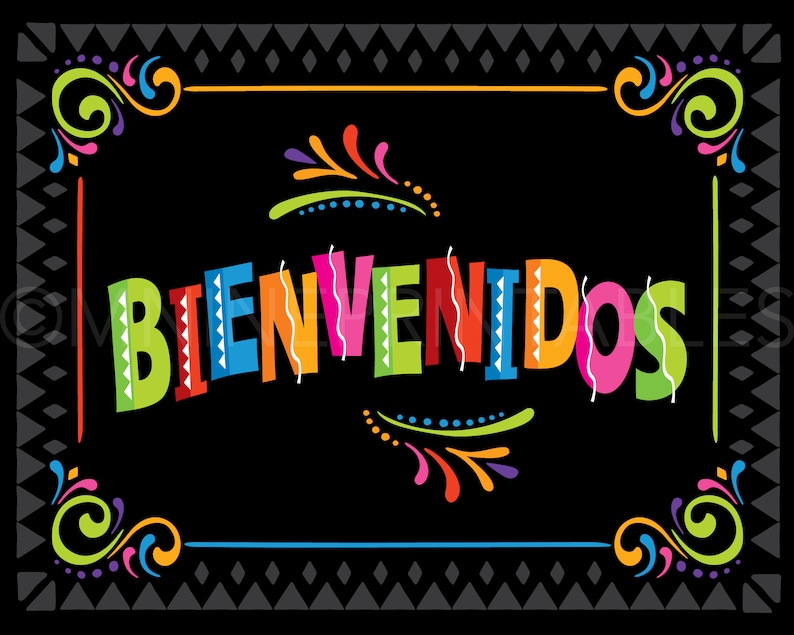 Fiesta Party Sign Printables BIENVENIDOS Sign Downloads Cinco de Mayo Party Signs Fiesta Party Signs FCB29 image 2