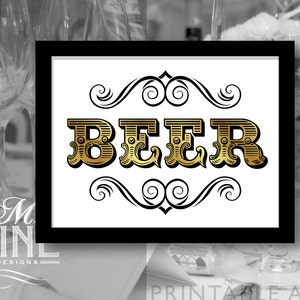 Gold Bier druckbare Kunst &quot;BIER&quot; Druck Bar Art Download, Typografie Druck, Bier Schild, Bar Dekor BWG3