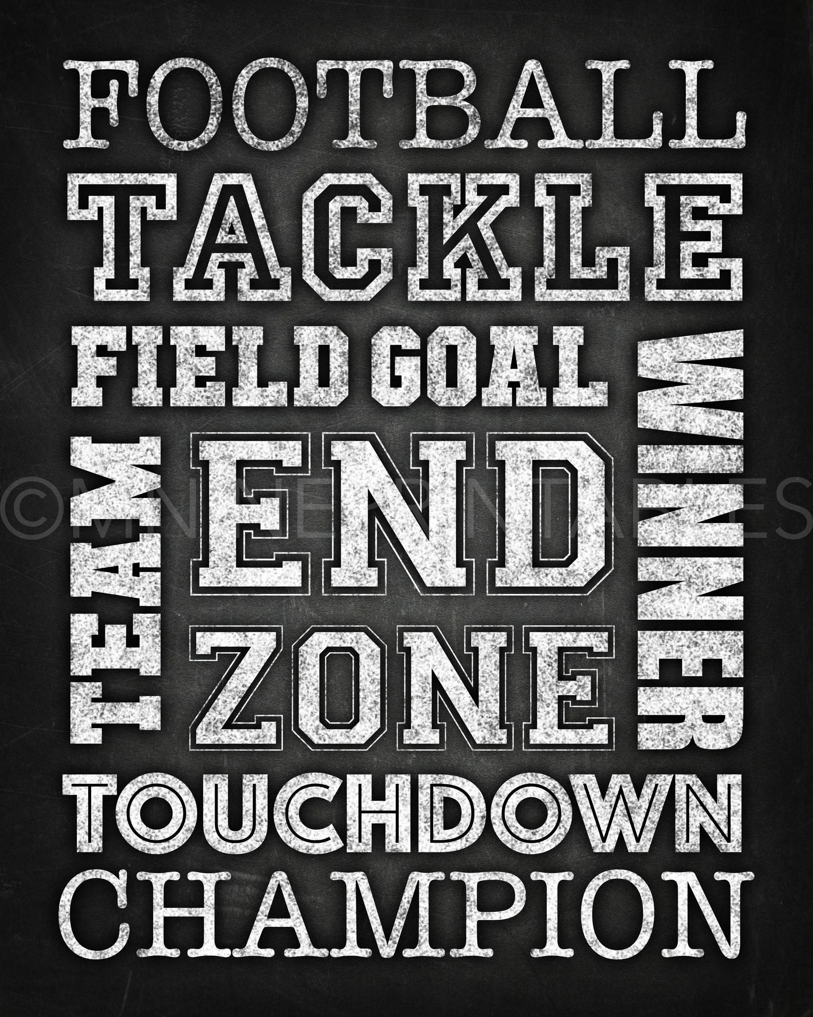 Chalk Football Sign Printables Football Words Printable Art | Etsy