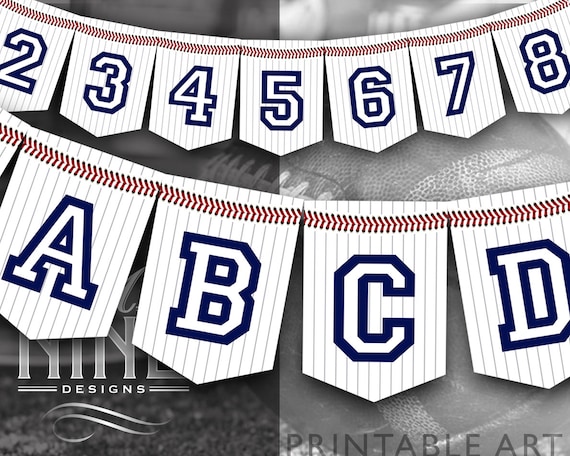 Baseball Party Banner Printables | Baseball Banner Downloads | Sports Party Printables | Digital Downloads | Banner Letters Numbers BB15
