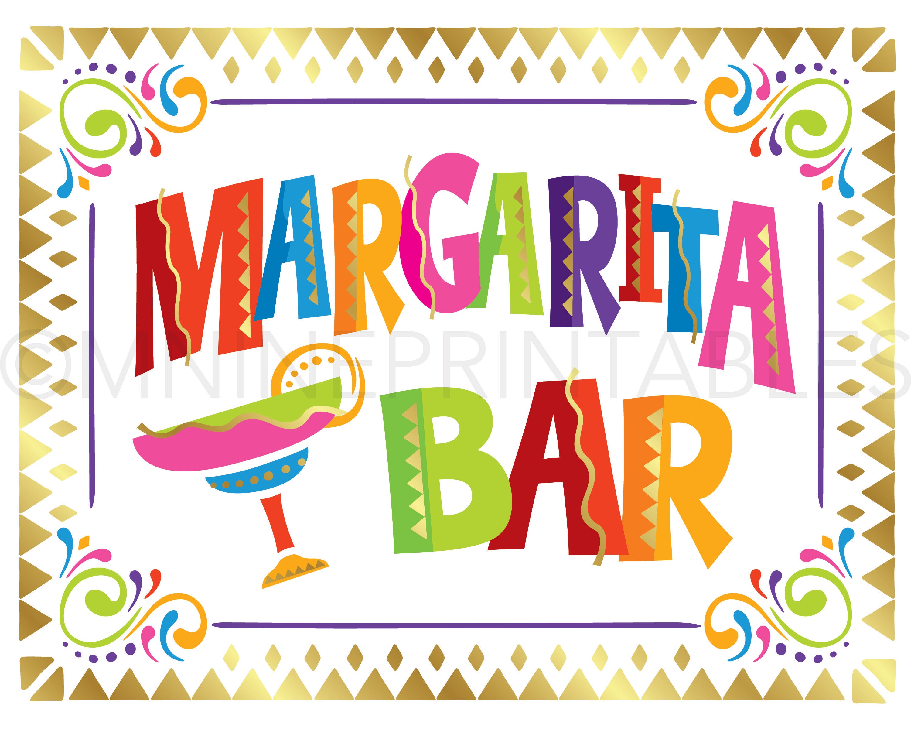 Fiesta Party Sign Printables MARGARITA BAR Sign Downloads Etsy