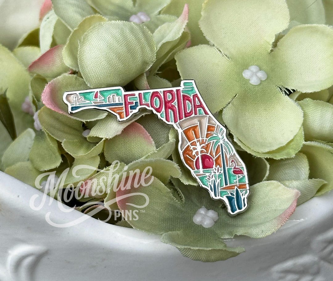 Florida Enamel Lapel Pin, State Shape Pin, Florida Gift for Travelers ...