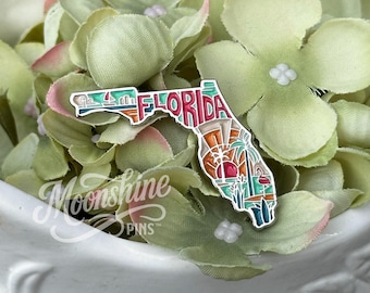 Florida Enamel Lapel Pin, State Shape Pin, Florida Gift for Travelers & Collectors