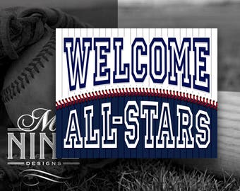 Baseball Party Sign Printables | Welcome All-Stars | Digital Downloads | Sports Printables | Baseball Party Welcome Sign Printable BB8