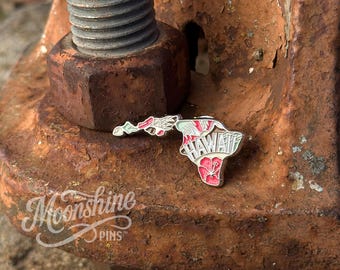 Hawaii Enamel Lapel Pin, State Shape Pin, Hawaii Gift for Travelers & Collectors