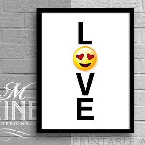 Emoji LOVE Art Heart Eyes, Frame Art Printable Quote, Emoji Love Printable, Home Décor, Wall Décor, Love Quote 4