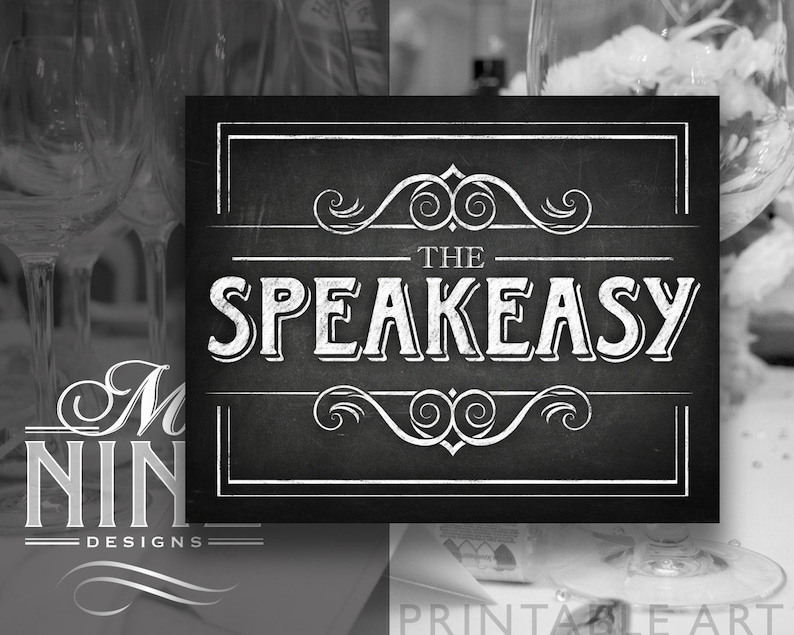 Chalkboard Printable Art the Speakeasy Sign Etsy