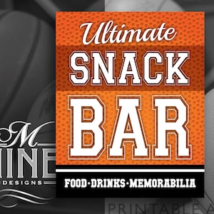 Basketball Party Sign Printables | Ultimate Snack Bar Sign | Sports Printables Downloads | Basketball Snacks Sign | Printable Art BK30