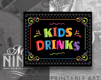 Fiesta Party Sign Printables | KIDS DRINKS Sign Downloads | Cinco de Mayo Party Signs | Fiesta Party Signs FCB30