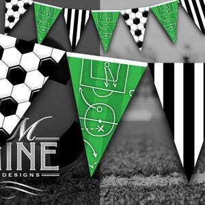 Soccer Pennant Banner Printables Soccer Party Banner Downloads Sports Party Printables Digital Downloads Printable Art SC18 image 1