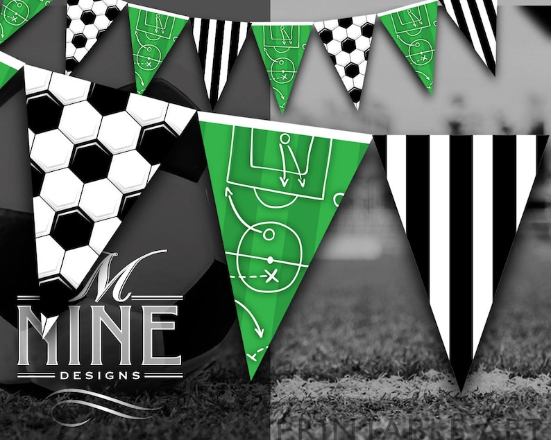 Soccer Pennant Banner Printables Soccer Party Banner Downloads Sports Party Printables Digital Downloads Printable Art SC18 image 1