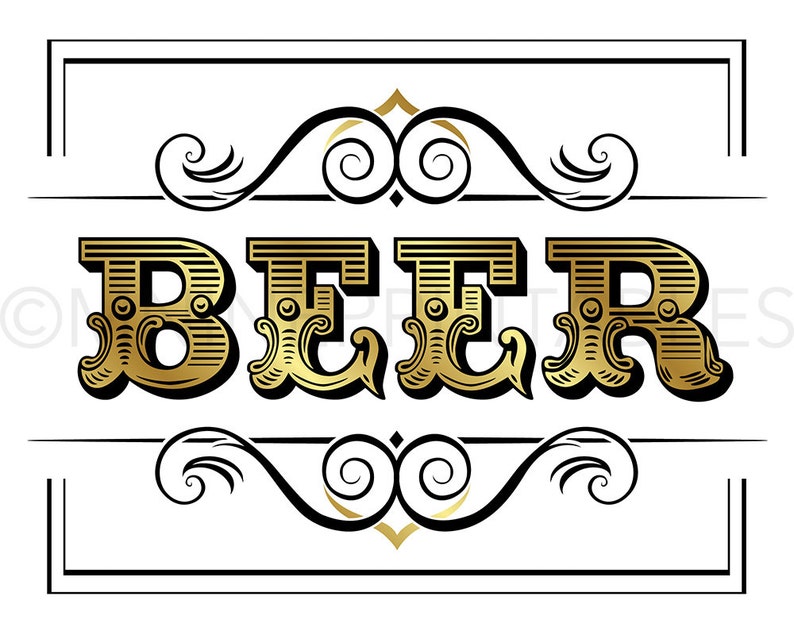 beer-party-printable-beer-sign-gold-vintage-party-etsy