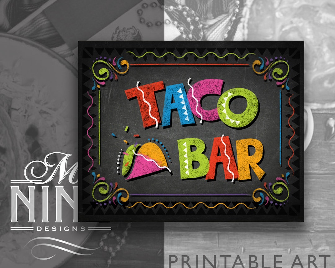 Chalkboard Fiesta Party Sign Printables | TACO BAR Sign Downloads ...