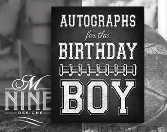 Chalk Football Birthday Sign Printables | AUTOGRAPHS For the BIRTHDAY BOY | Football Party | Digital Downloads | Chalkboard Printables FBC3
