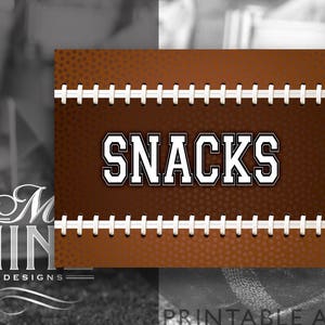 Football Party Sign Printables | SNACKS Sign | Digital Downloads | Sports Printables | Super Bowl Party | Printable Art FB19