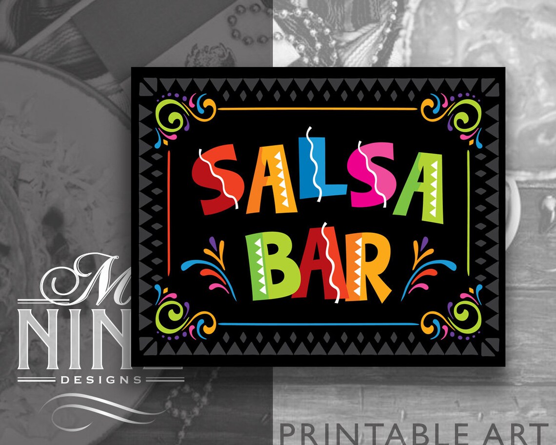 Fiesta Party Sign Printables SALSA BAR Sign Downloads | Etsy
