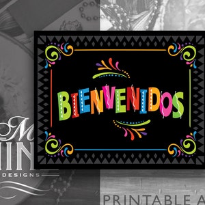 Fiesta Party Sign Printables BIENVENIDOS Sign Downloads Cinco de Mayo Party Signs Fiesta Party Signs FCB29 image 1