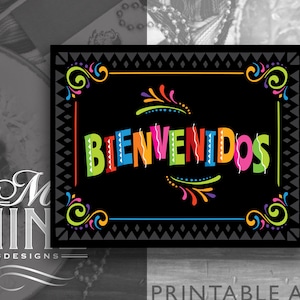 Fiesta Party Sign Printables BIENVENIDOS Sign Downloads Cinco de Mayo Party Signs Fiesta Party Signs FCB29 image 1