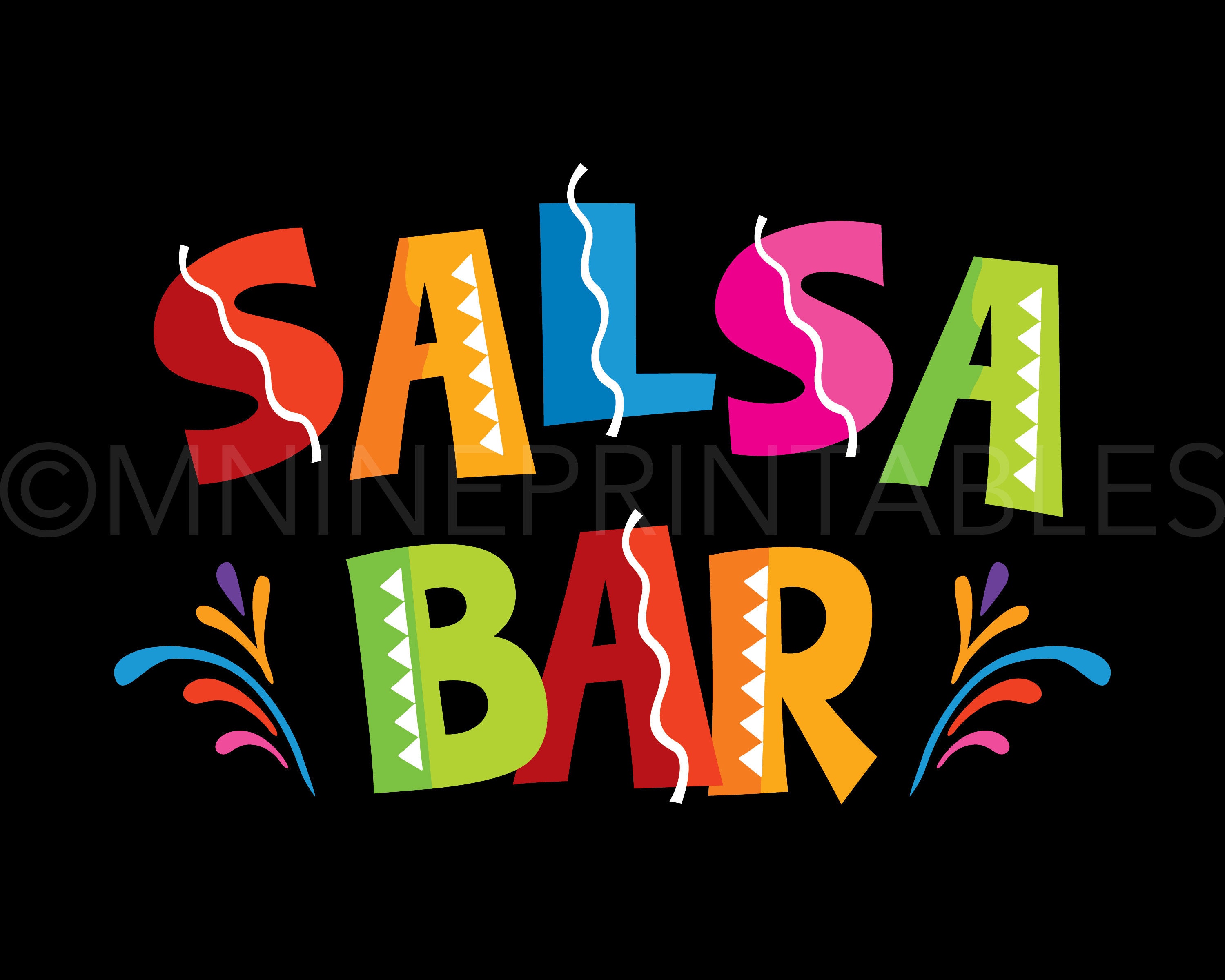 Fiesta Party Sign Downloads SALSA BAR Sign Printables Etsy México