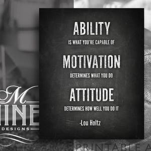 Chalkboard Sports Quote Printable, Ability Motivation Attitude Lou Holtz, Football Motivational Inspirational Quotes, Instant Download FBC16