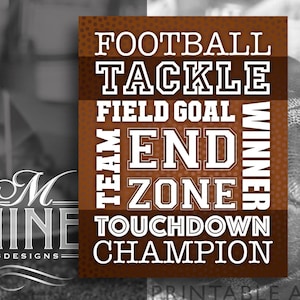 Football Sign Printables | Football Words Printable Art | Digital Downloads | Sports Printables Football Messages FB29