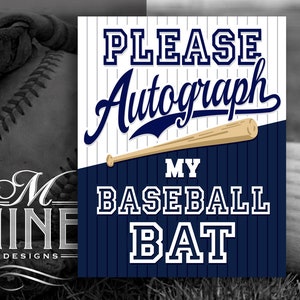 Baseball Party Downloads, Please Autograph My Baseball Bat Poster Sign Printable, Baseball Party Decorations, Instant Download BB20