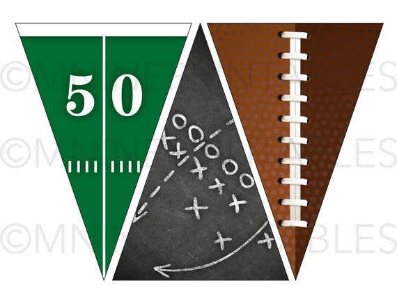 American Football Theme Triangle CM31 Flags Banner - Football Party Supplies,Football Paper...