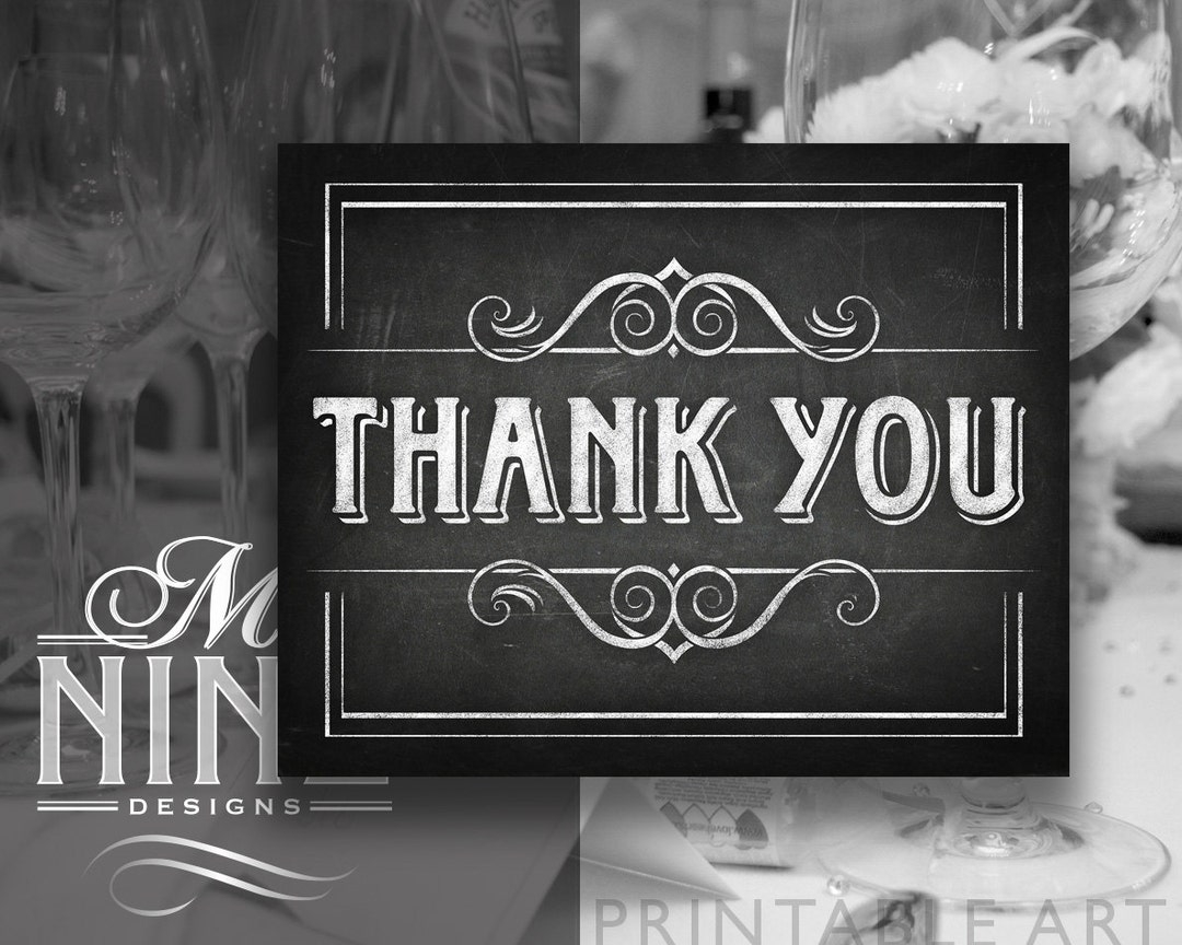 Chalkboard Printable / THANK YOU / Sign Download, Thank You Card, Chalkboard Wedding Signs ...