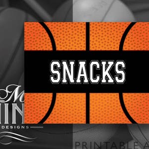 Basketball Sign Printables | SNACKS Sign | Digital Downloads | Sports Printables | Basketball Party | Printable Art BK19