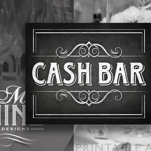 Chalkboard Printable Art / CASH BAR / Sign Downloads, Cigar Party Printables, Chalk Party Sign BWC60