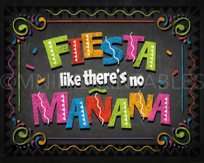 Chalkboard Fiesta Party Sign Printables Fiesta Like Theres | Etsy