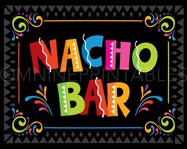 Fiesta Party Sign Printables NACHO BAR Sign Downloads - Etsy