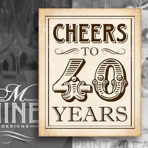 40th Birthday Party, Sign Decorations, Prohibition Era, 40th Anniversary, Poster Printable, Instant Download BWR44