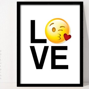 Emoji LOVE Art Heart Kiss Square, Frame Art Printable Quote, Emoji Love Printable, Home Décor, Wall Décor, Love Quote 7