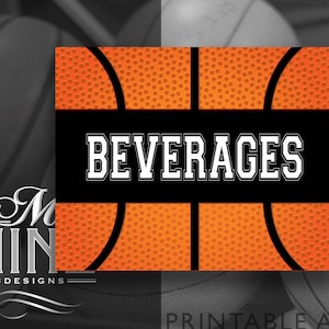 Basketball Sign Printables | BEVERAGES Sign | Digital Downloads | Sports Printables | Basketball Party | Printable Art BK20