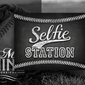 Baseball Party Sign Printables | SELFIE STATION | Chalkboard Digital Downloads | Sports Printables | Chalk Baseball Photo Booth Sign | CBB1