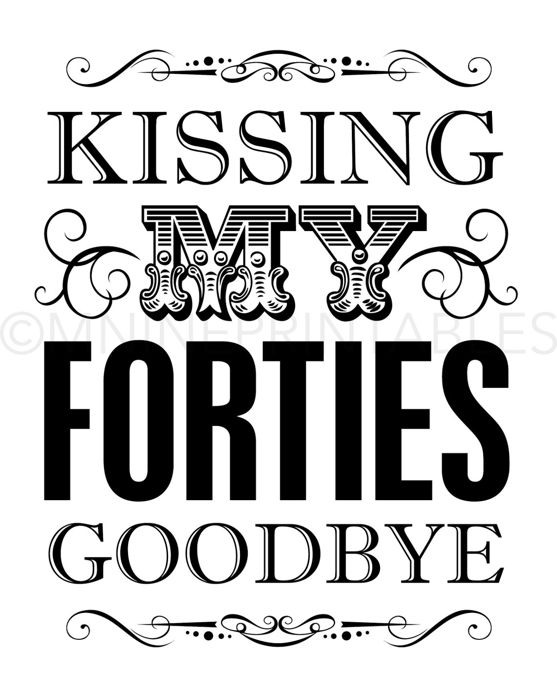 50th Birthday Sign Printables Kissing My Forties Goodbye | Etsy
