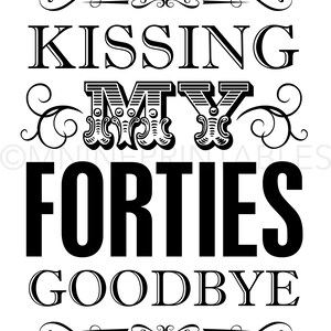 50th Birthday Sign Printables | Kissing My Forties Goodbye | Digital ...