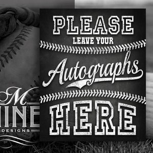 Chalkboard Baseball Party Sign Printables | AUTOGRAPHS Sign | Baseball Birthday Party | Digital Downloads | Chalk Sports Printables CBB9